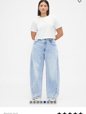 gap x beis high rise barrel jeans medium wash light blue size 25 /0